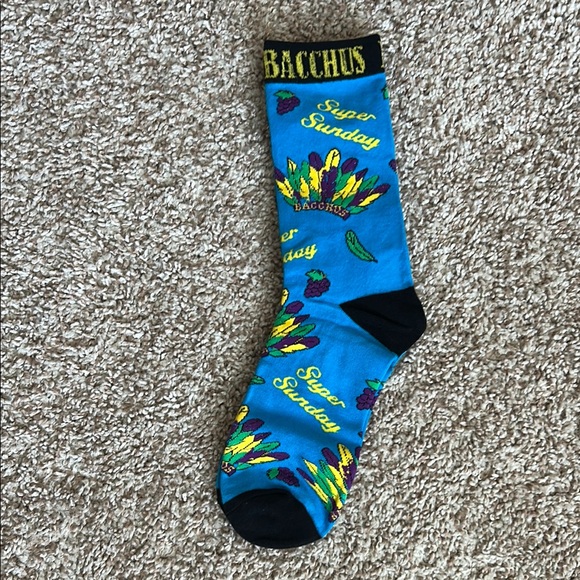 Bacchus Socks Other - Blue and Black Mardi Gras  Socks with Feathers Design